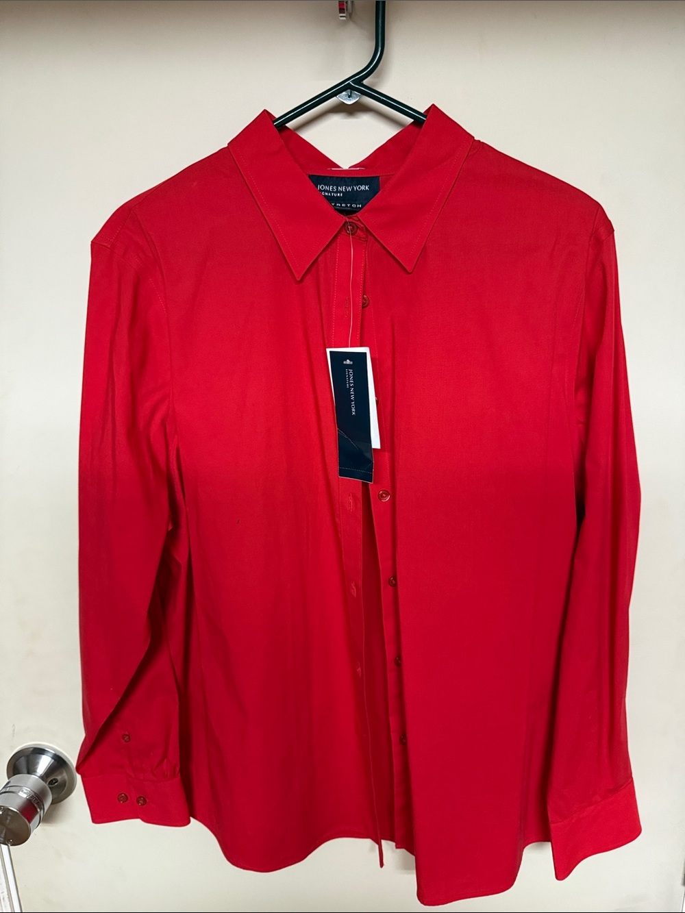 Jones New York Red Long-Sleeve Button Front Dress Shirt